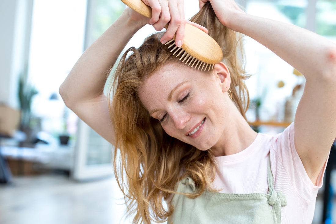 Woman washing hair close-up